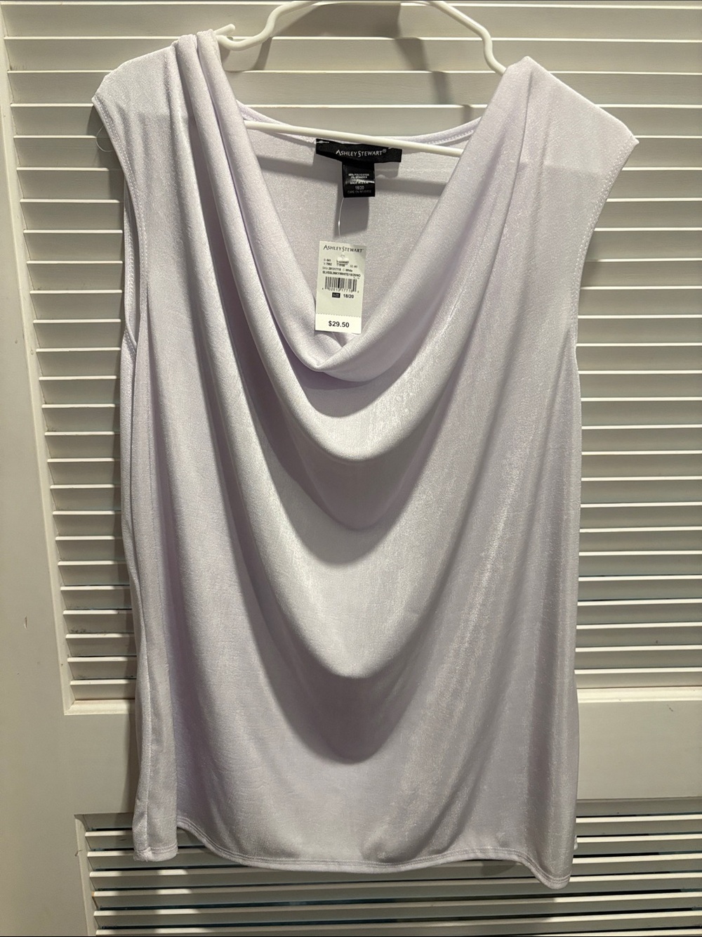 Ashley Stewart Light SLVSSLINKY/ WHITE Cowl Neck Sleeveless Top